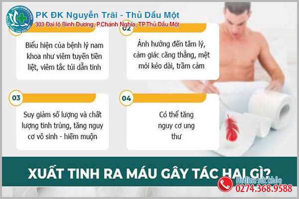 Xuất tinh ra máu gây ra nhiều tác hại nguy hiểm ở nam giới