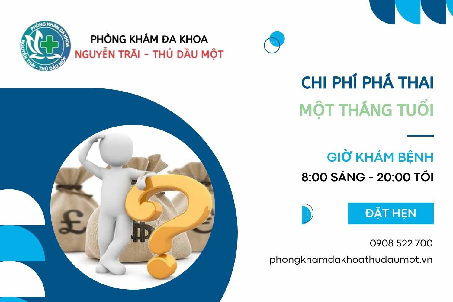 Chi phí phá thai một tháng tuổi là bao nhiêu?