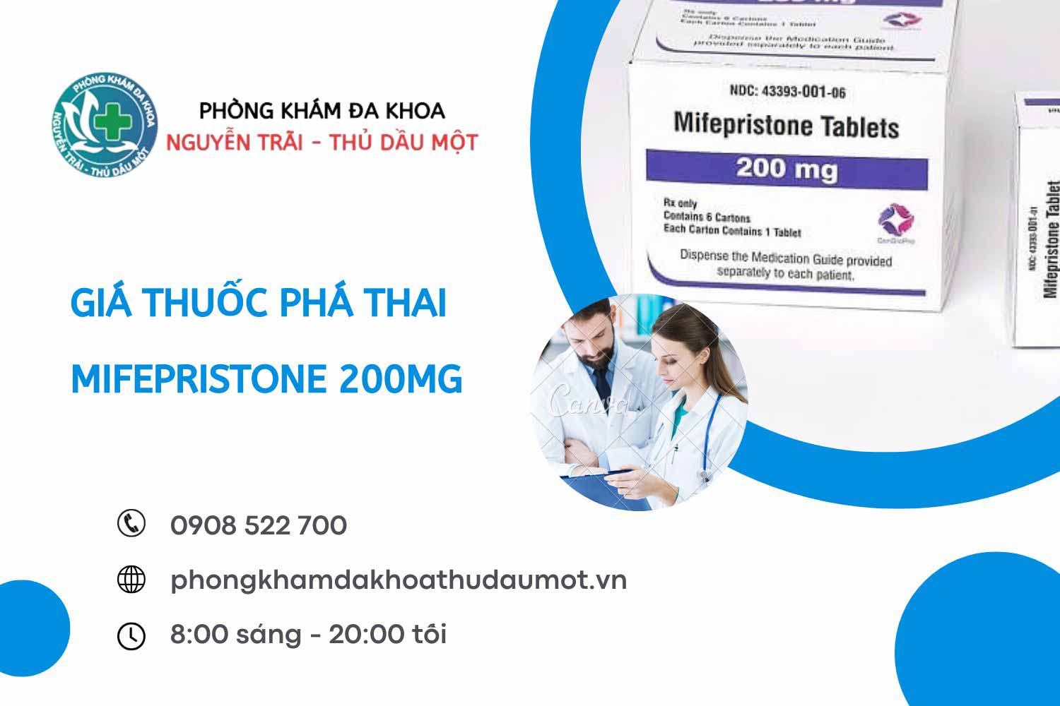 Giá thuốc phá thai mifepristone 200mg