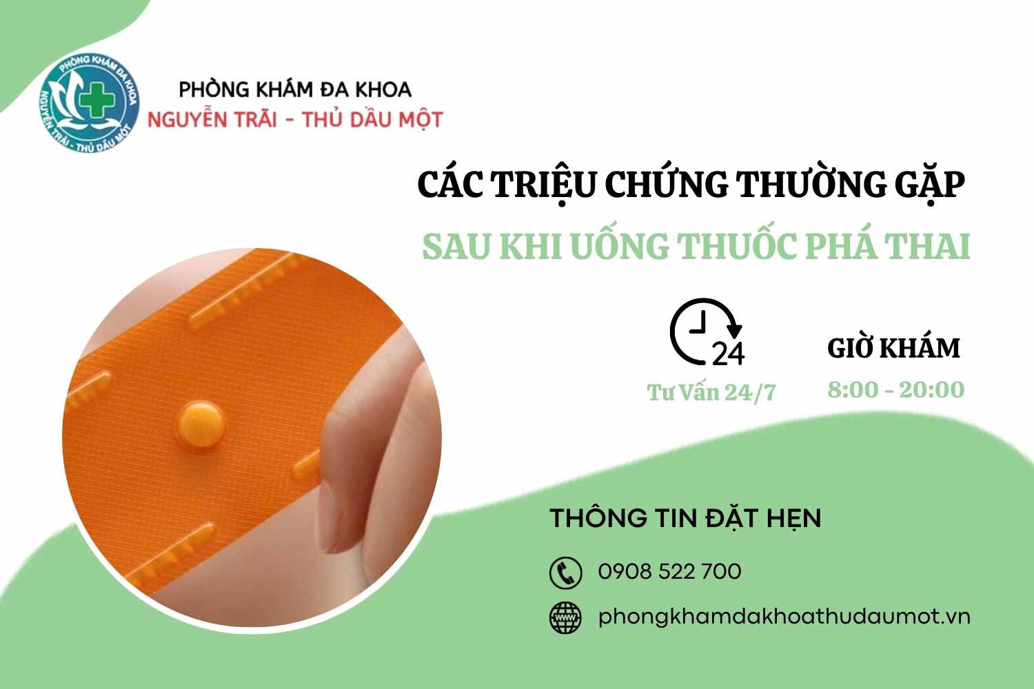 Các triệu chứng có thể gặp sau khi uống thuốc phá thai